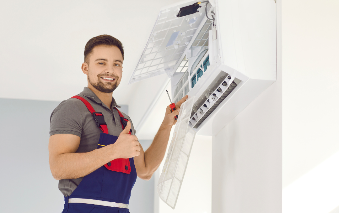 Professional AC servicing technician in Abu Dhabi